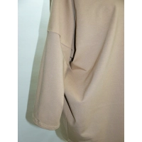 Bawełniana GRUBA BLUZA z haftem na dekolcie - beżowa